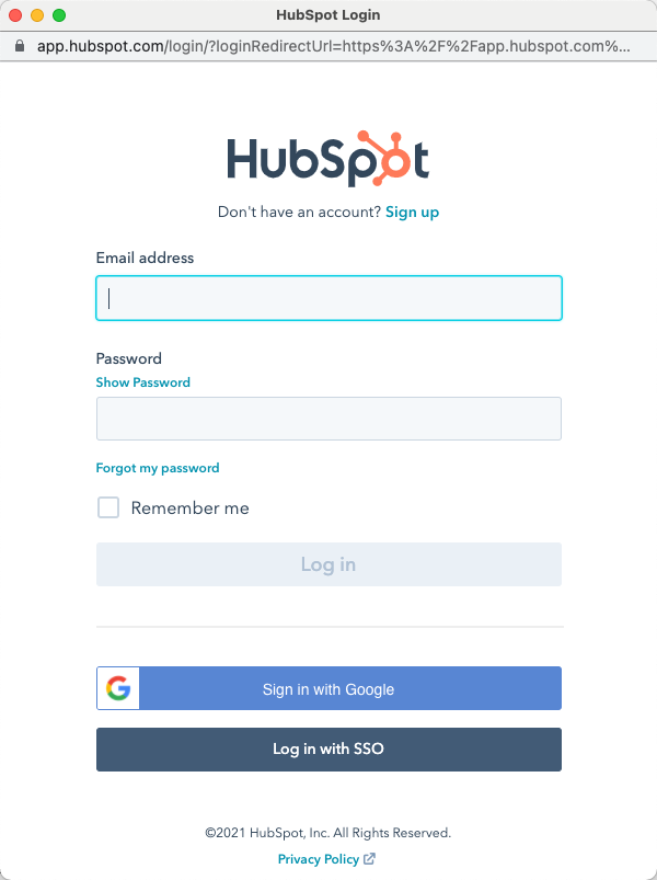 HubSpot login