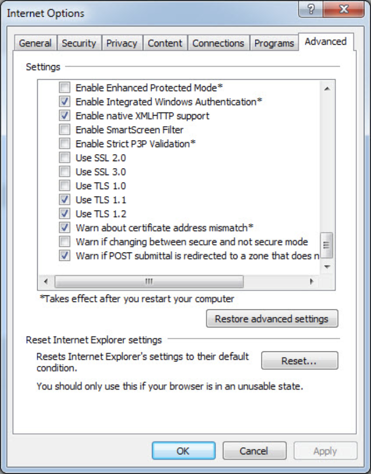 InternetExplorerの設定