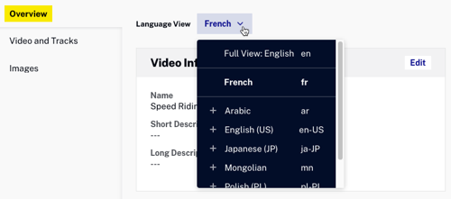 ビデオメタデータ選択言語