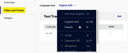 ビデオ字幕選択言語