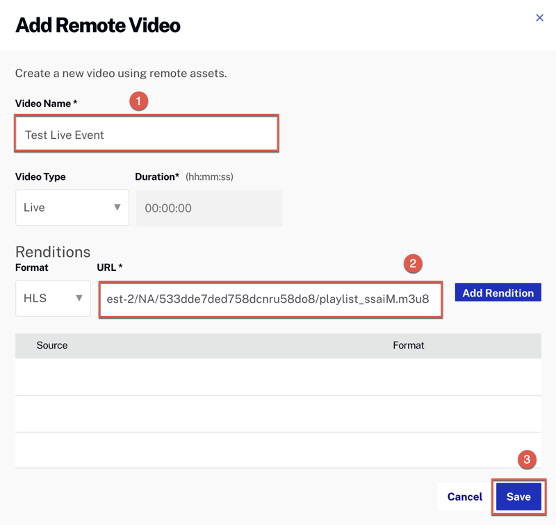 Add Remote Video dialog