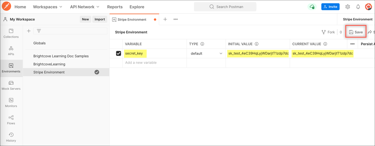 create secret key variable